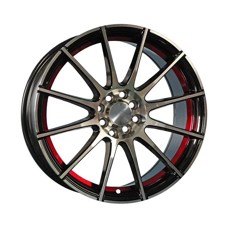 Fashion 15 16 17 18 Inch PCD 10X100-114.3 Black And Red Casting Alloy Car Wheels