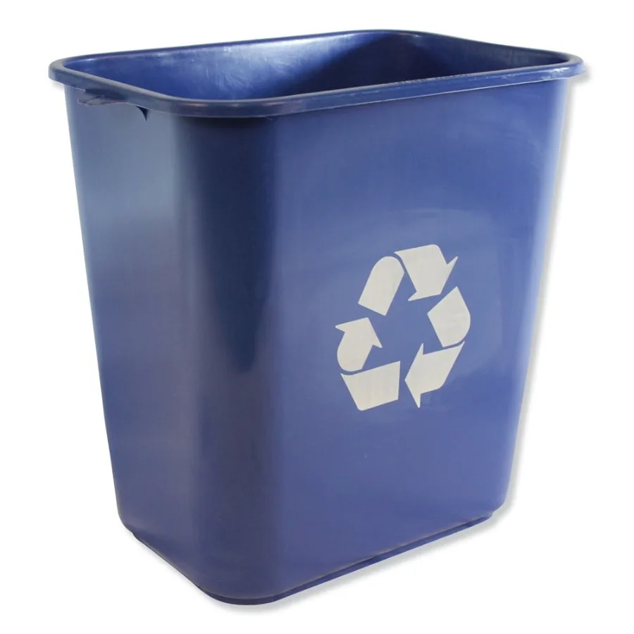 

Impact Wastebasket 28QT Plastic Bathroom Trash Can with Lid, Blue, Space-Saving Design for Bedroom, Office, Dorm and Living Roo