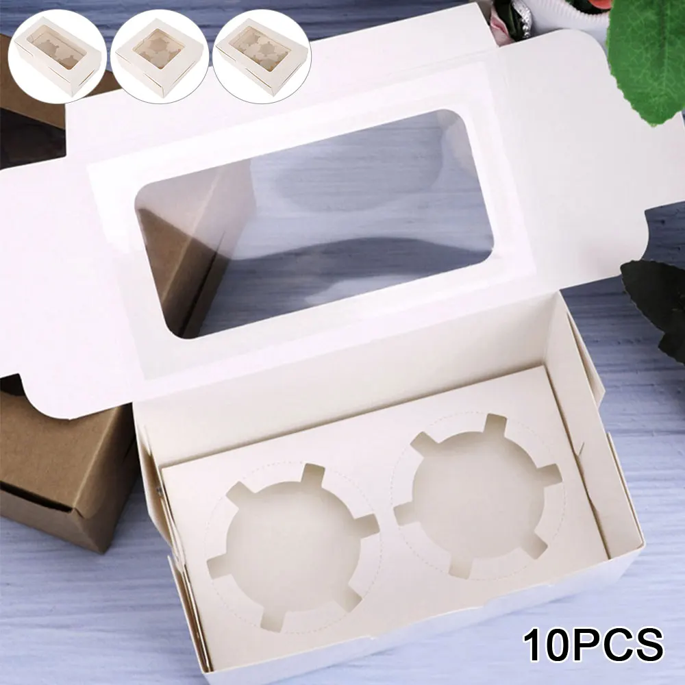 Cupcake Boxes with Inserts Cake Boxes with Clear Window Cake Holder Cupcake Carrier 2/4/6 Holes Muffin Boxes for Holidays