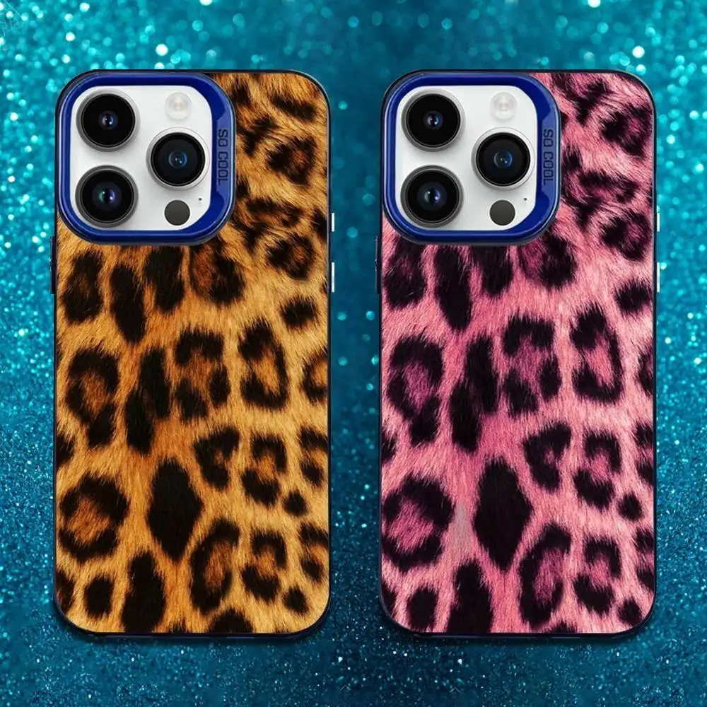 

Leopard Print Fashion Phone Case For iPhone 16,15,14,13,12,11,Mini,XS,Pro,SE,MAX Blue Matte Silicone Cover
