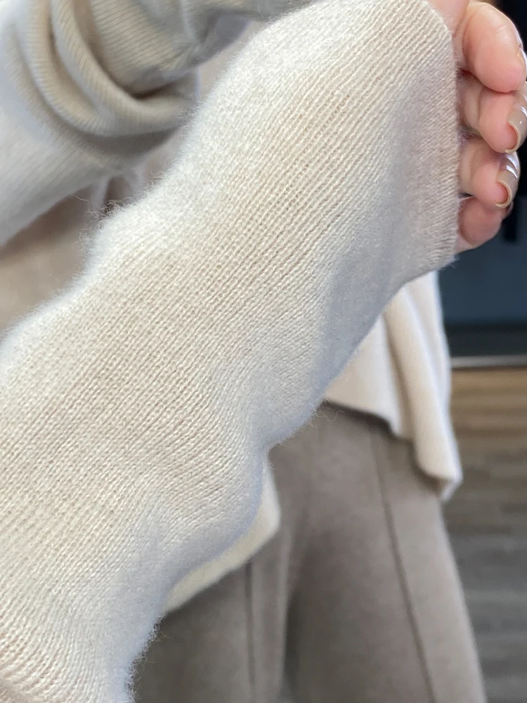 Light Luxury Autumn Winter Women Sweater 100% Merino Wool Knitted Pullover Loose Outerwears Long Sleeve Cashmere Clothing Tops