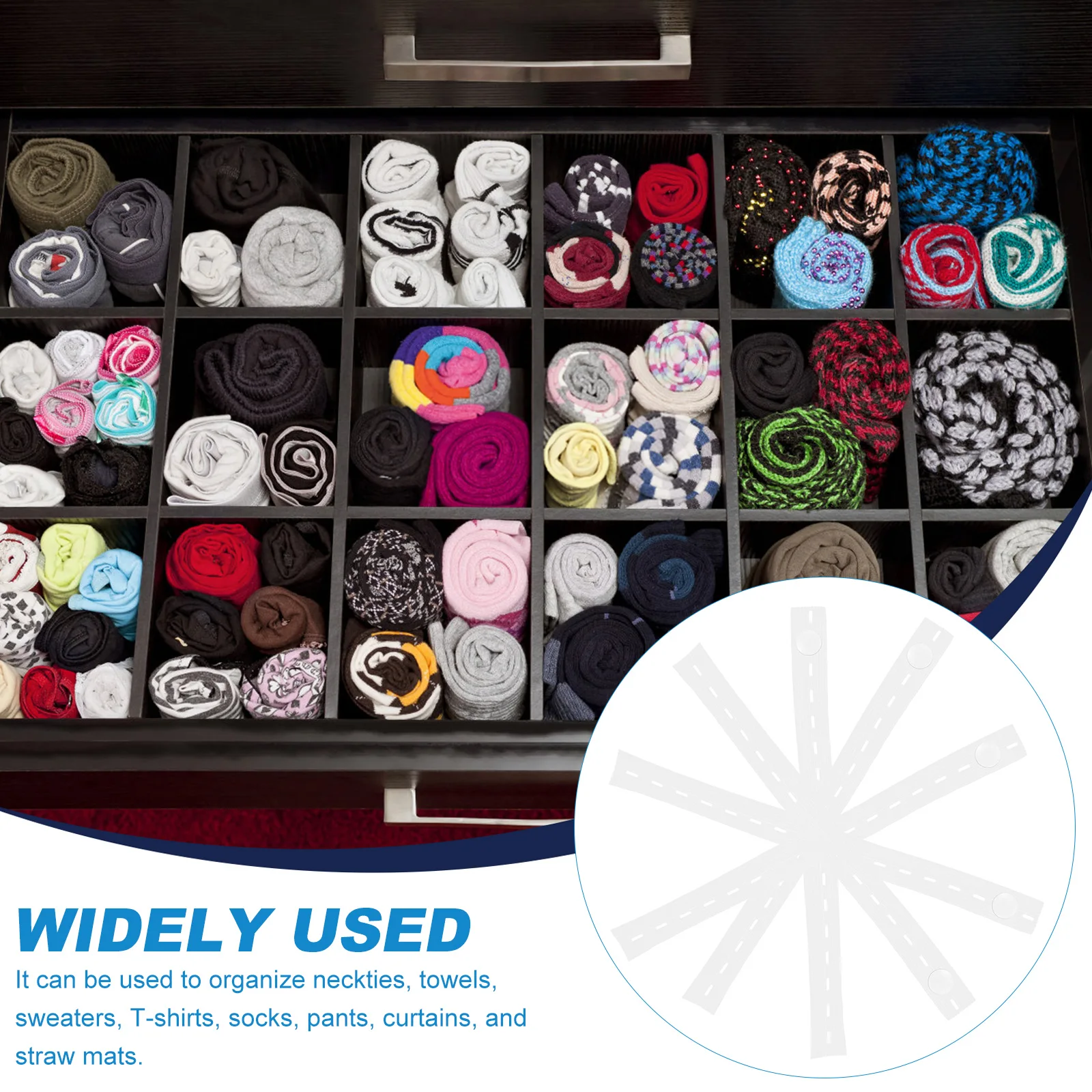 

50Pcs Clothes Storage Elastic Band Strong Reusable Adjustable Strap for Closet Cabinet Drawer Organization Neckties Blankets