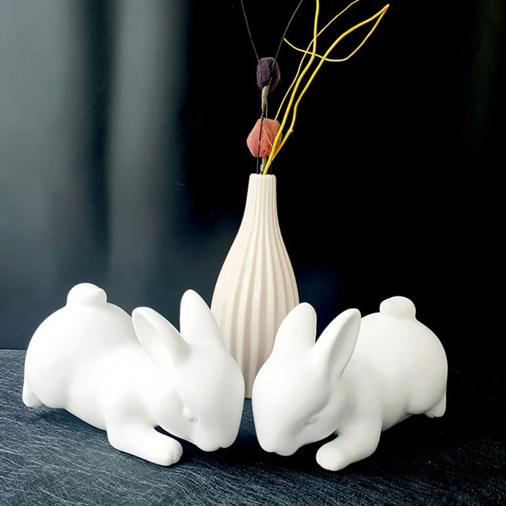 

Book Decor Ceramic Bookends Childrens Bunny White Decorative for Shelves Rabbit