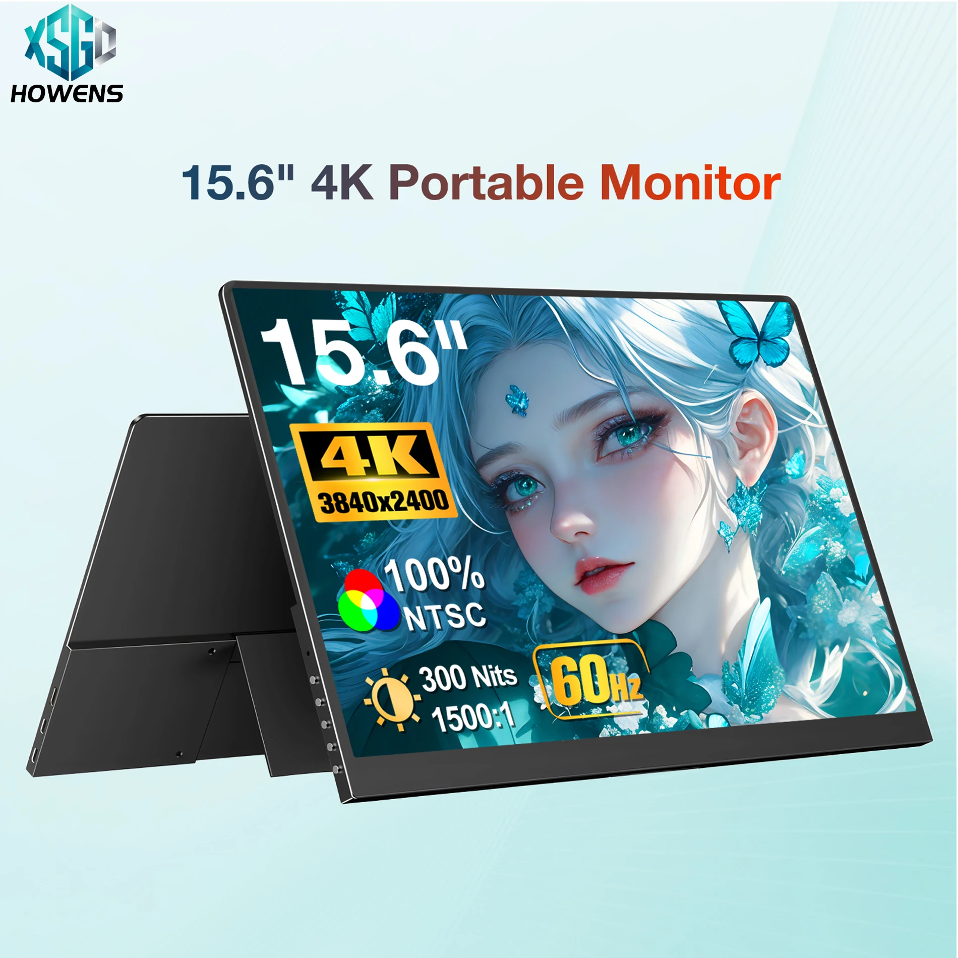 Howens Non touch screen wall display 15.6 Inch 4K Portable Monitor MINI HDMI Gaming for MAC/Laptop/PC/Xbox/PS4/5/Switch,Z1RC