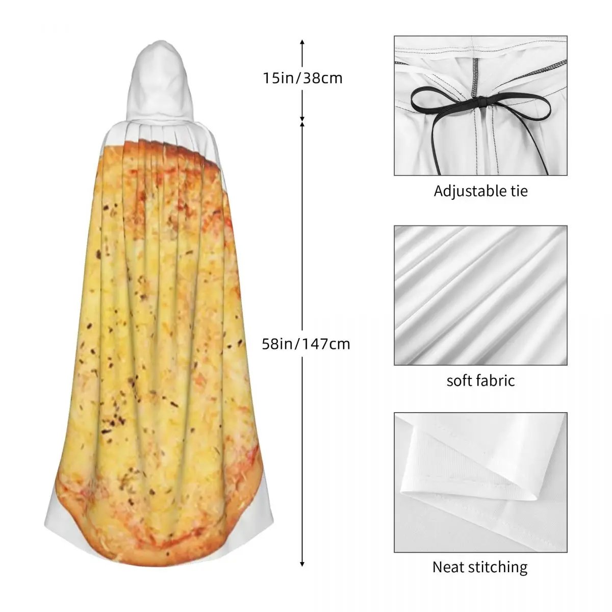 ピザチーズ ロングフード付きマント 魔女 中世コスチューム コスプレケープ ハロウィンヴァンパイア 大人用 ユニセックス