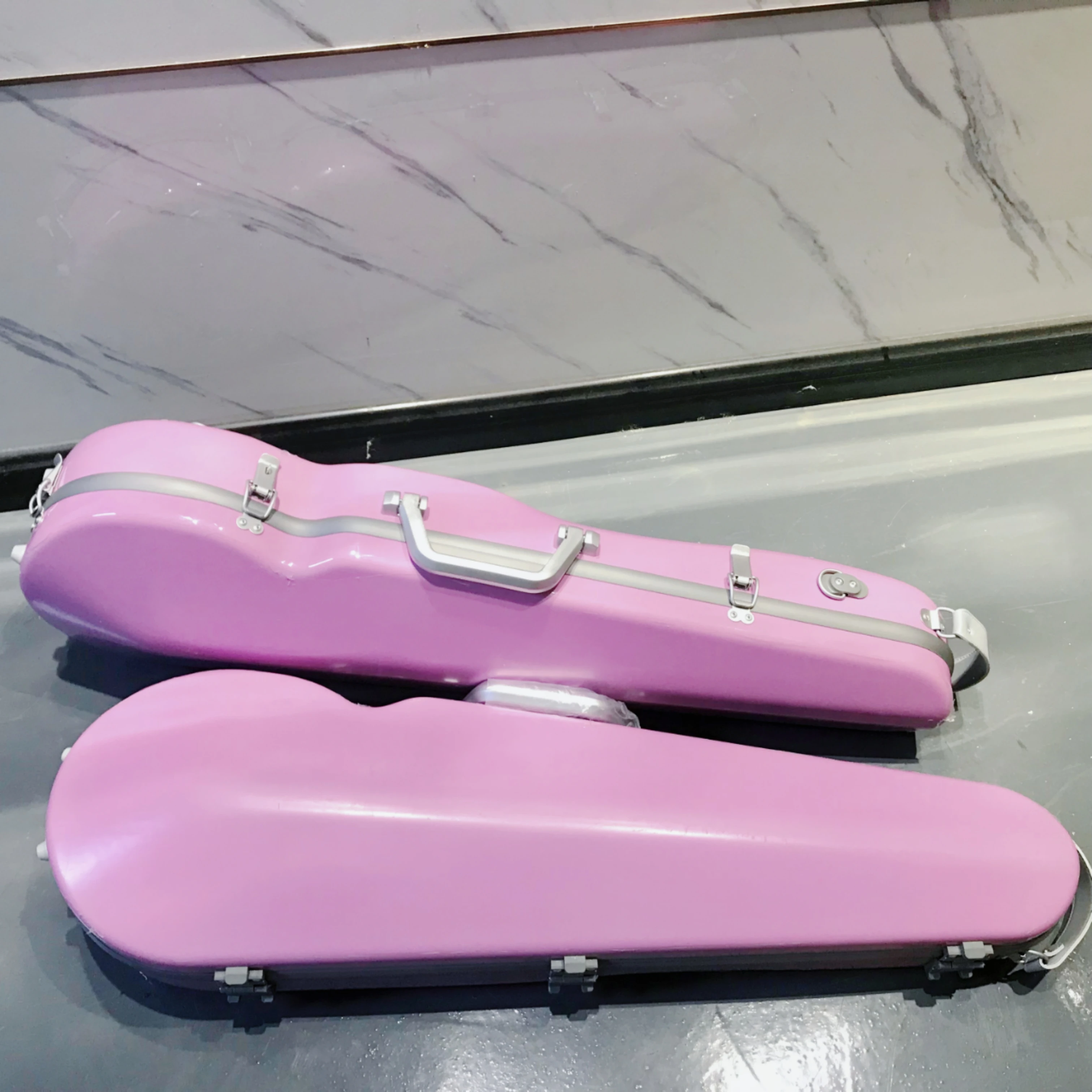 New Design Fiberglass Portable Durable Pink ABS Violin Case