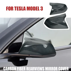 For Tesla Model 3 Real Carbon Fiber Rearview Mirror Rearview Mirror Cover Car Accessories Model Three