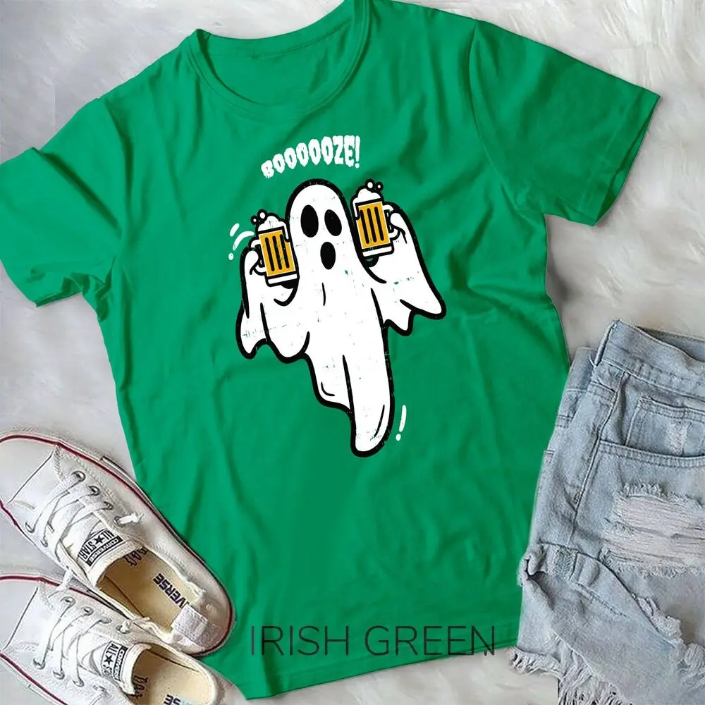 Booze Boo Ghost Drinking Beer Costume Easy Halloween Gifts Unisex T-shirt