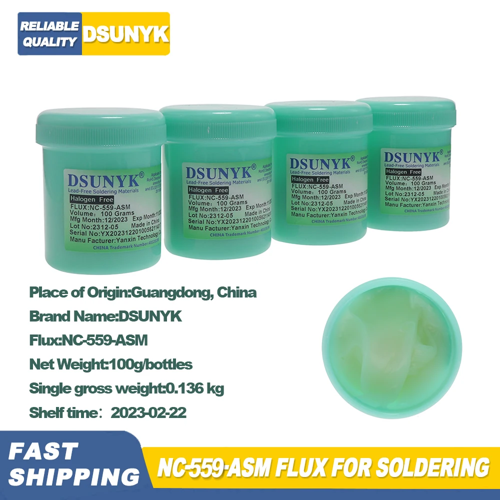 DSUNYK NC-559-ASM Solder Flux 100% Original BGA PCB No-Clean 100g Welding Paste  Flux for Welding High Quality