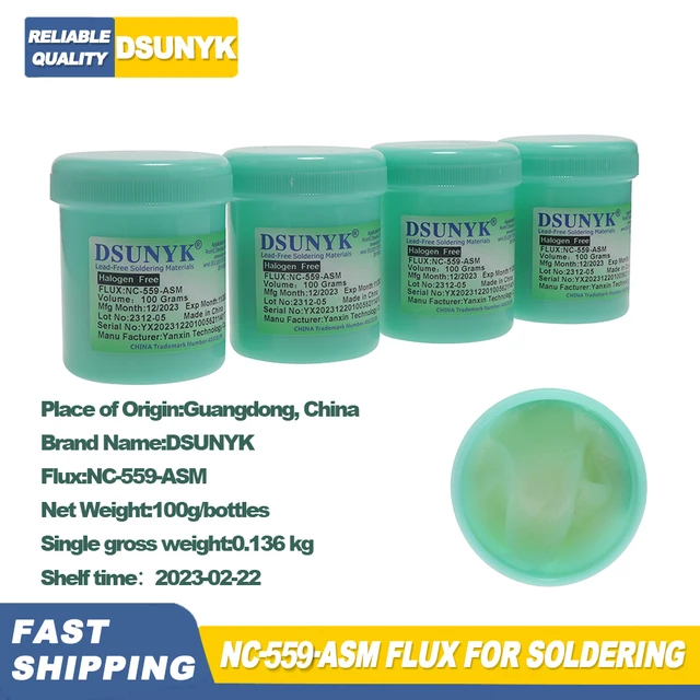 DSUNYK NC-559-ASM Topnik lutowniczy 100% oryginalny BGA PCB No-Clean 100g Pasta spawalnicza Topnik do spawania wysokiej jakości