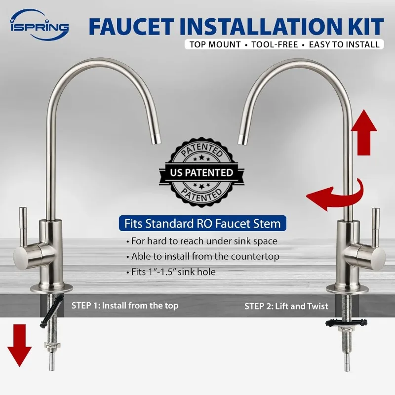 RCC1UP-AK 100GPD Under Sink 7-Stage Reverse Osmosis RO Drinking Filtration System and Water Filter for Sink with Alkaline image 2