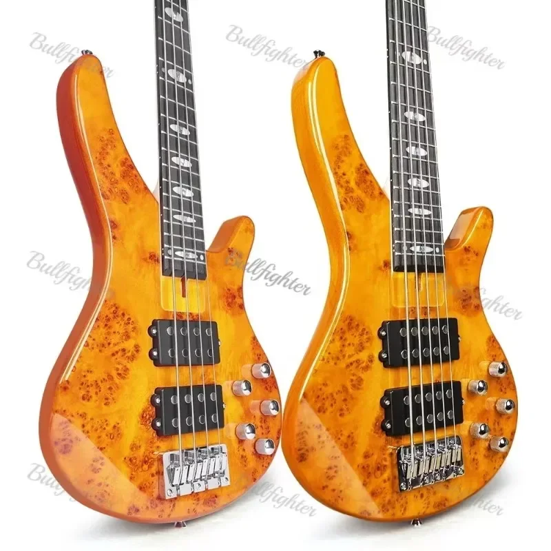 High Grade 4/ 5 Strings Maple Burl Top Solid Body Guitare Bass Kit Affordable Fashion Active Electric Bass Guitar view 5