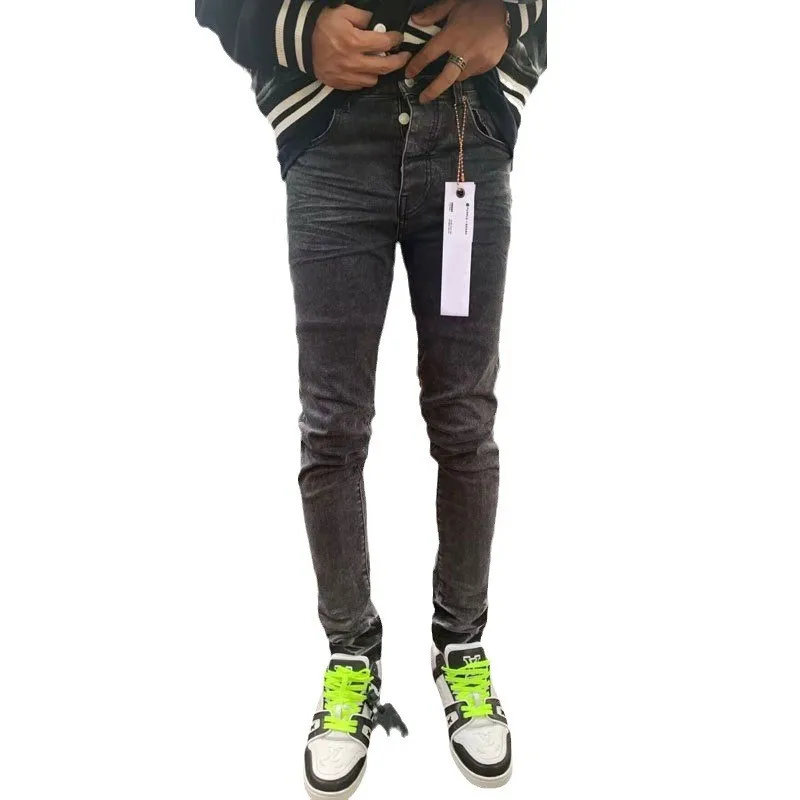 High Street Fashion New Jeans Elastic Slim Fit Retro Wash Black Jeans Hip Hop Brand Versatile Pants