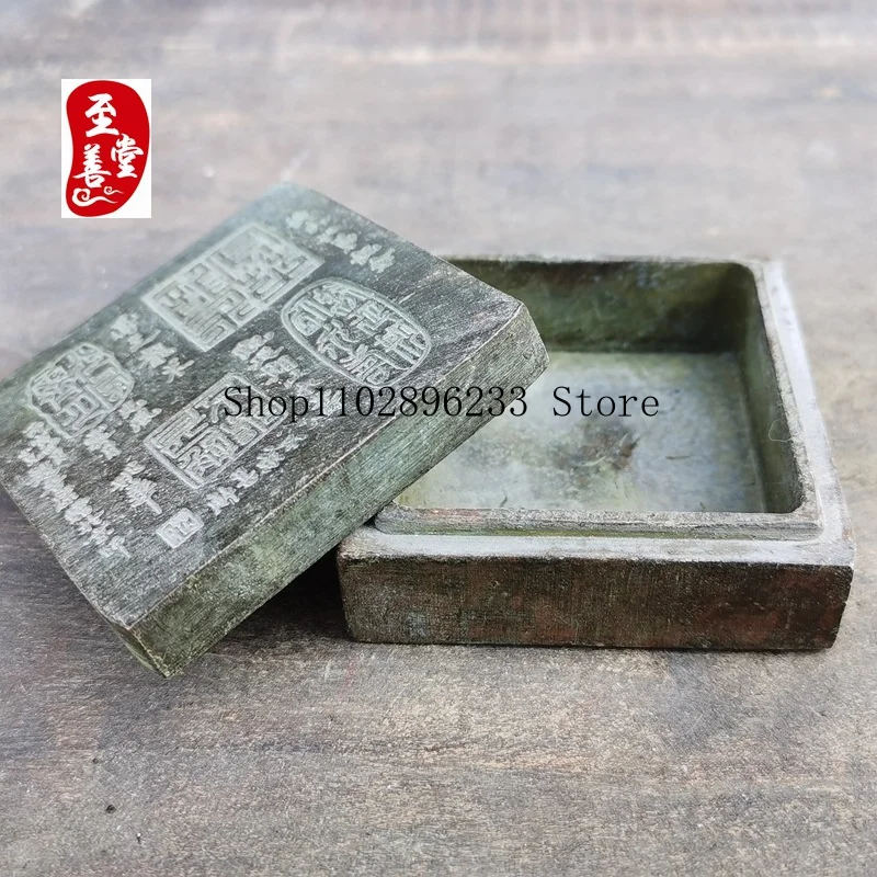 Antique-style alloy copper decorative piece for living room, featuring a square design and a 