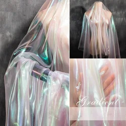 Laser Gradient Organza Dresses Fabric By Meters for Skirts Clothes Sewing Thin Decoration Soft Tulle Cloth Needlework Silky Pink