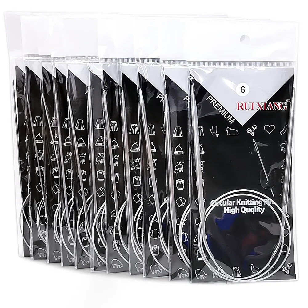 11 pcs 32 Inch (80/65cm) Stainless Steel Circular Knitting Needles Set Knitting Kit in Different Sizes from 1.5 to 5 mm