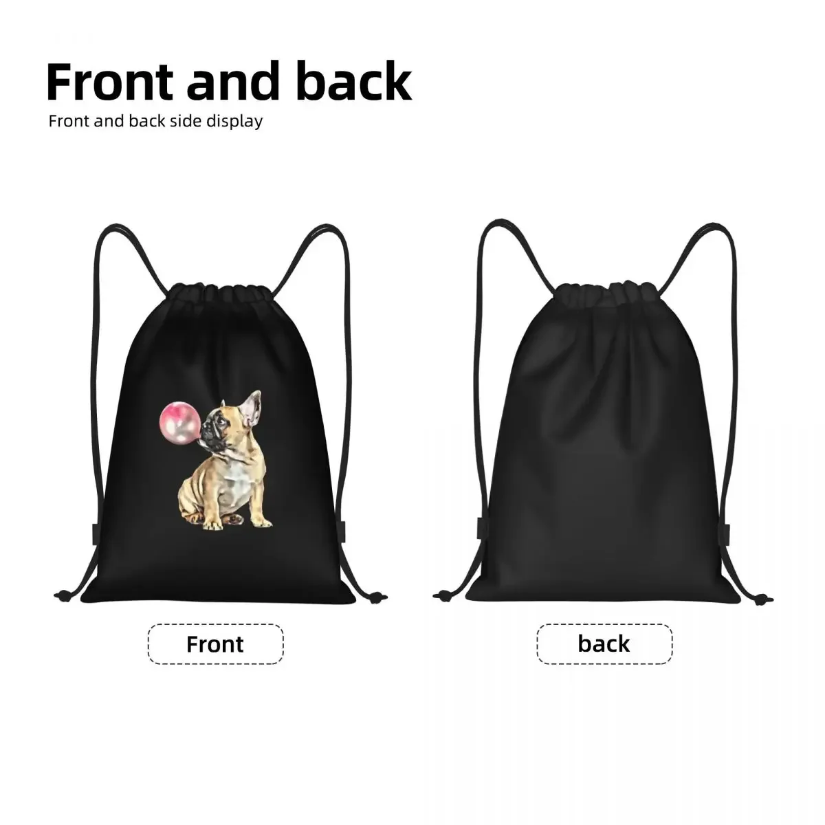 Custom French Bulldog Bubblegum Drawstring Bags for Training Yoga Backpacks Women Men Sports Gym Sackpack