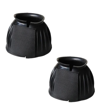 1 par botas de sino de cavalo proteger contra impacto de casco trauma botas de sino de borracha para cavalos botas de cavalo preto botas de cuidados de cavalo