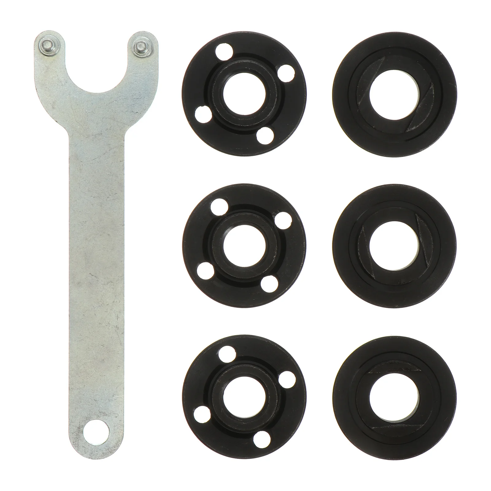 

1 Set 3 Upper 3 Lower Washers 1 Wrench Flange Nut Kit For 125Mm Angle Grinder Carbon Steel Spanner Angle Accessories Hand Tools