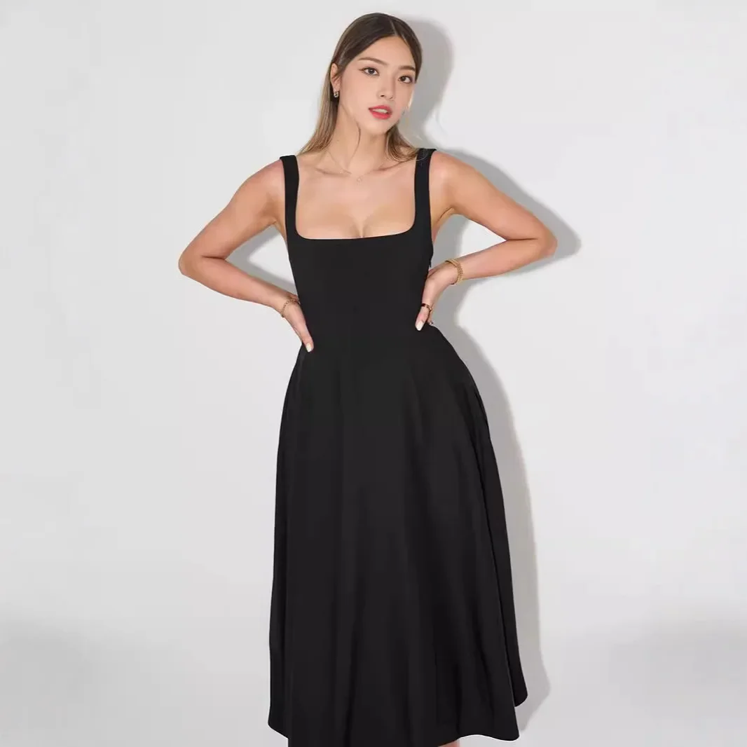 

2026 Summer New Simple Sexy Strap Slim-fit Mid-length Dress