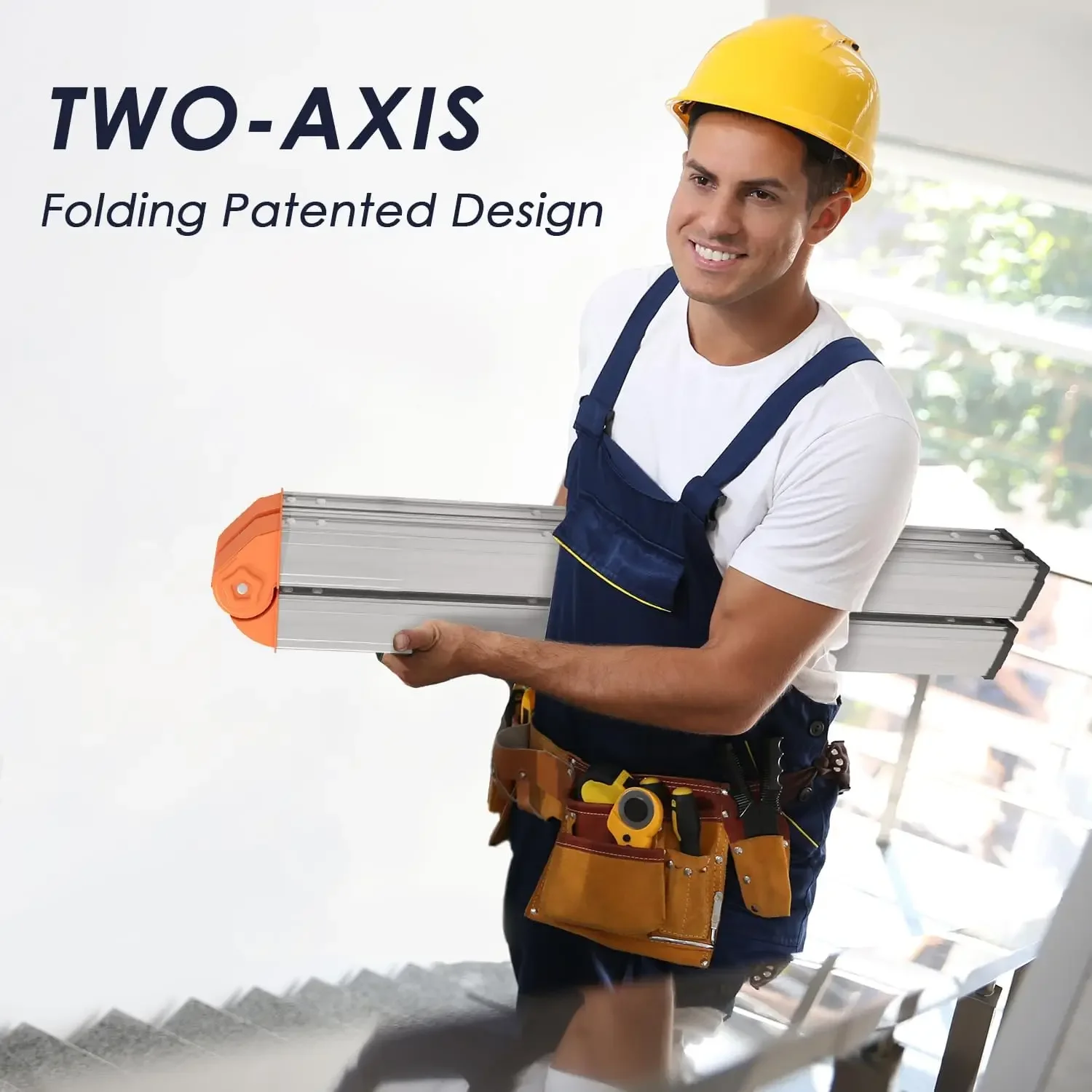 Escalera plegable de aluminio con estructura en A de 3 escalones, taburete plegable con pedal antideslizante, certificación EN131, capacidad de 330 lb