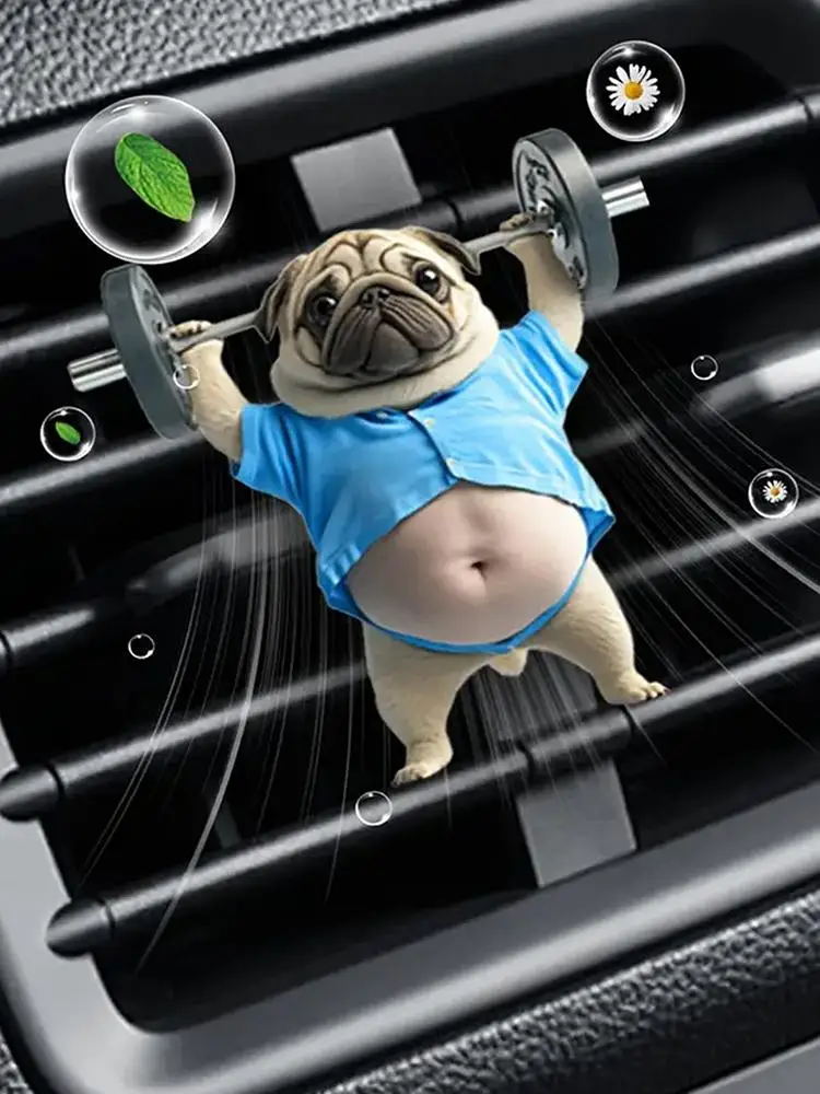 Nouveau désodorisant de voiture Clip de ventilation voiture parfum ornement haltérophilie chien forme véhicule parfum Auto parfum parfums pour femmes hommes