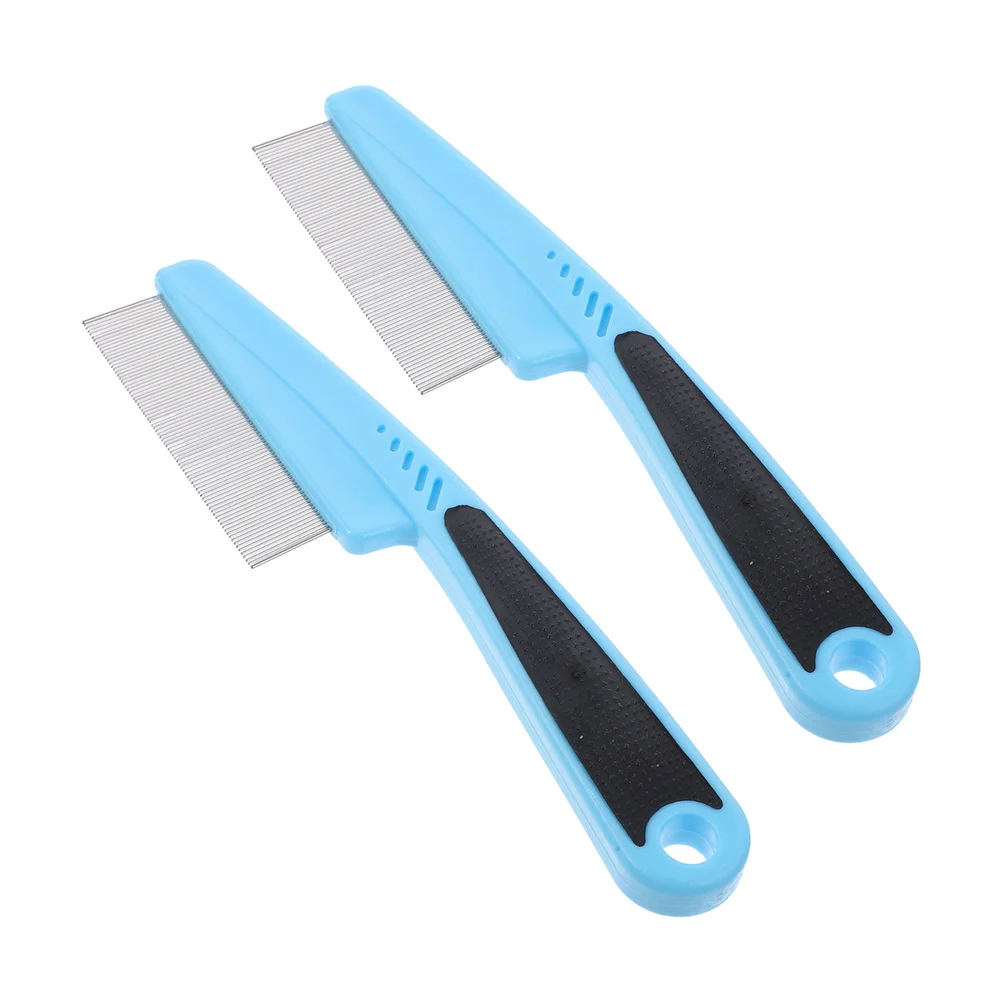 2 Pcs Stainless Steel Fine Tooth Comb Scalp Dandruff Remover Picking Tool Pets Hair Metal Picks for Small