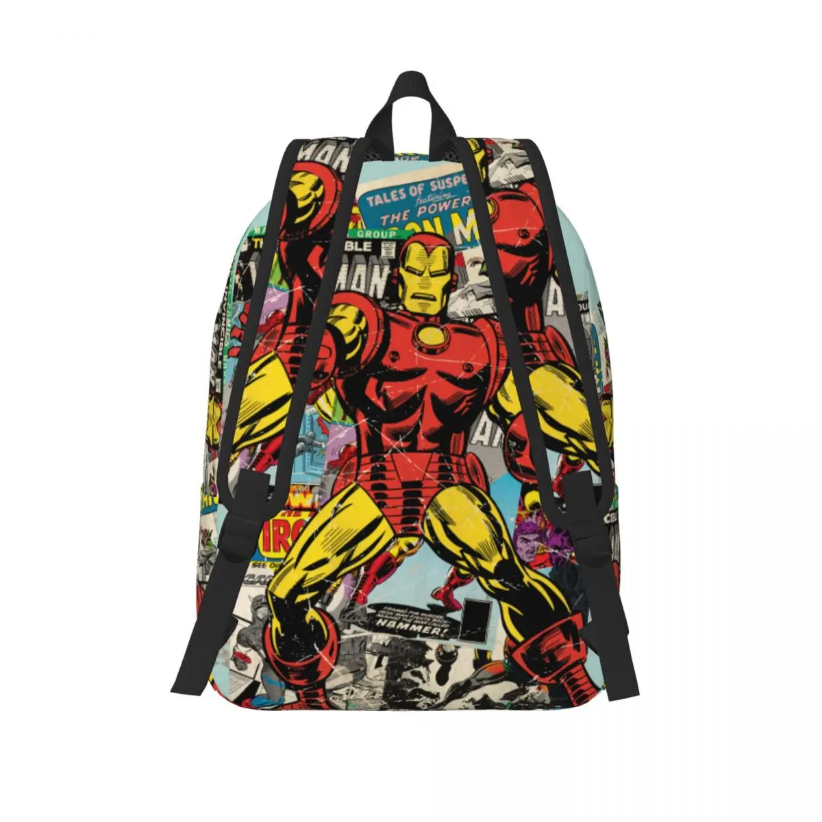 Ransel komik Retro Iron Man tas buku siswa sekolah menengah Tinggi tas olahraga harian Remaja