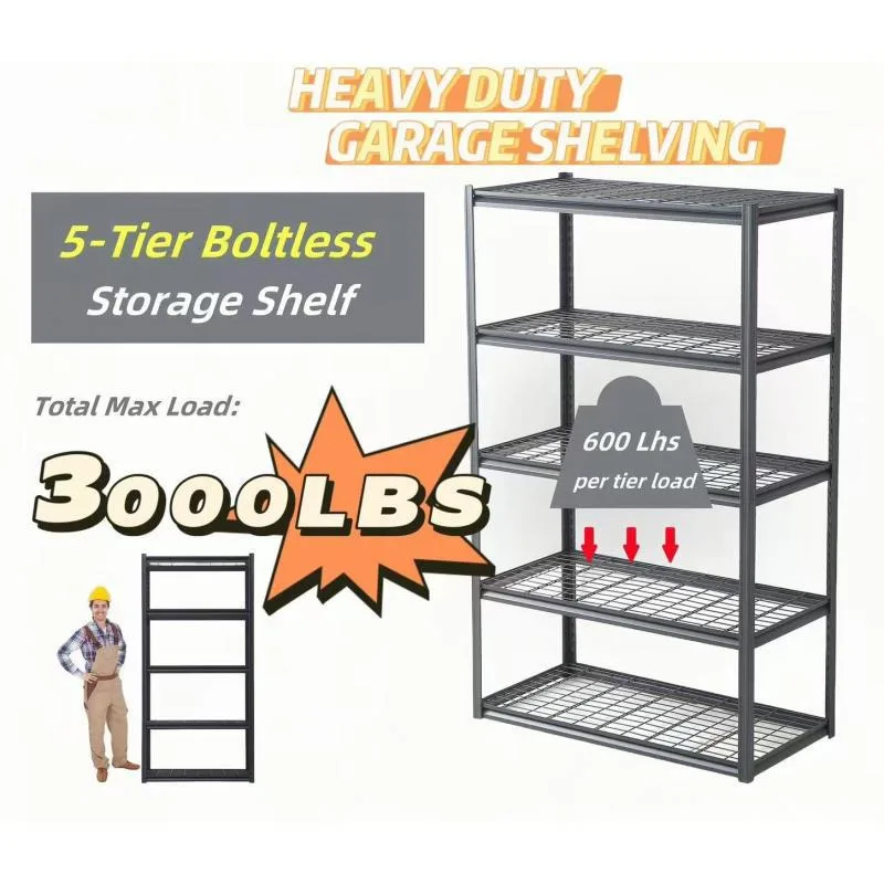 5 Tier Heavy Duty Metal Storage Rack To Assemble Adjustable Storage Shees For Basements Garages And Kitchen 72 "H*47.2 Big