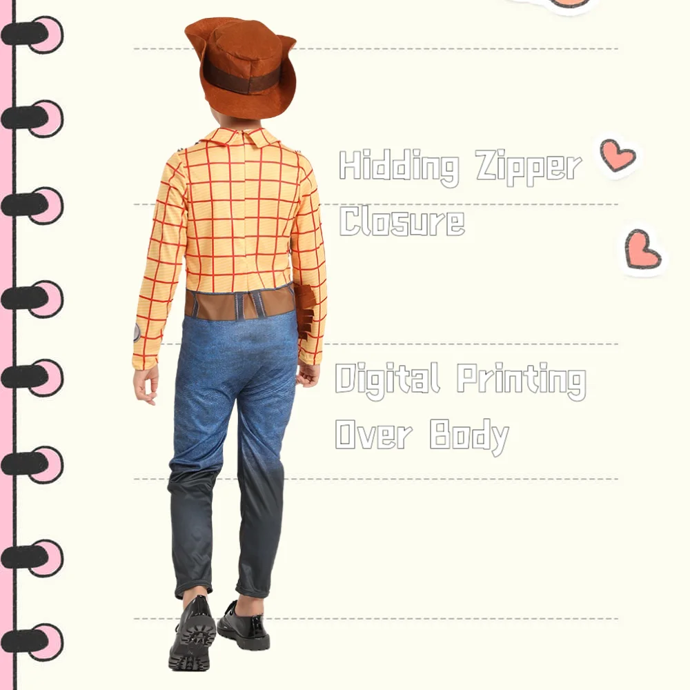 Child Classic Cowboy Sheriff Animated Character Cosplay Costume For Kids Birthday Party Or Halloween Fancy Dressing Up