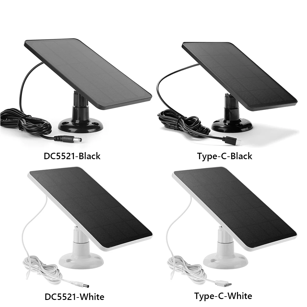 Type-C DC5521 10W 5V Solar Panel 360 Adjustable Bracket Monocrystalline Solar Panel Charger IPX6 for Intelligent Doorbell Camera