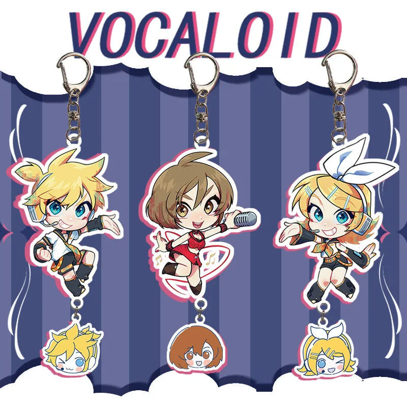 Anime Baru Hatsune Miku Kaito Rin Len Luka MEIKO Kawaii Versi Q Angka Gantungan Kunci Akrilik Liontin Model Mainan Hadiah Boneka