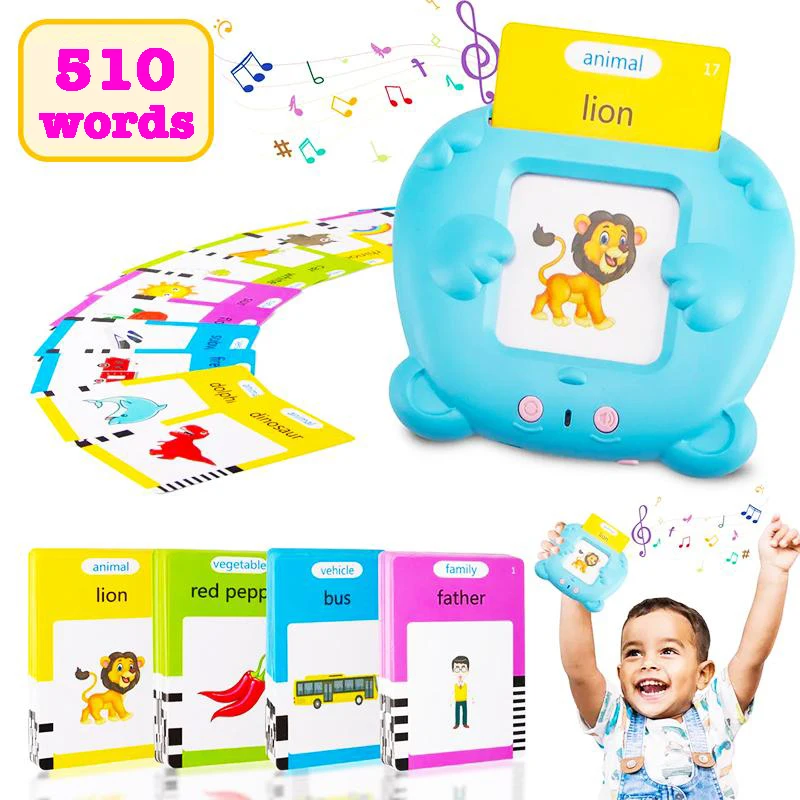 Educational Learning English Electronic Audio Book Toy Montessori Education Flash Cards Machine for Children Birthday Gift