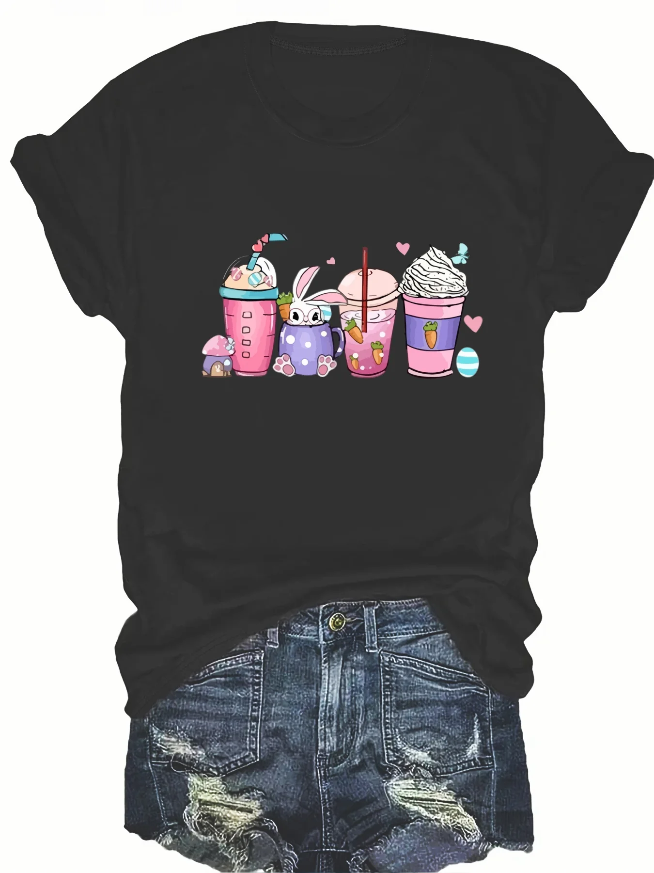 

Fashionable Geometric Print round Neck Short Sleeve Women's Top Elegant Casual Style