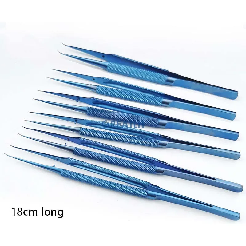 1pcs 18cm Ophthalmic Forpces Toothed/toothless Tweezers Clip Clamp Curved/Straight Small Animal Surgery Tools Eye Instrument