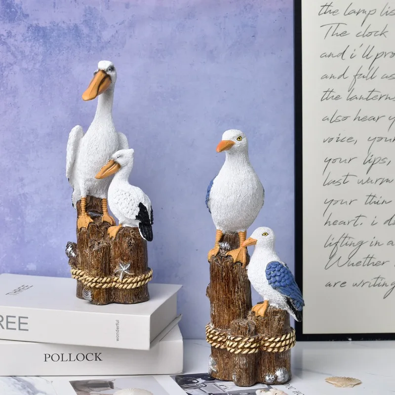 Pelican Seagull Seahorse Craft Statue Home Art Modern Gift Collection Statue Ocean Sculpture Seahorse Jewelry Home Decor