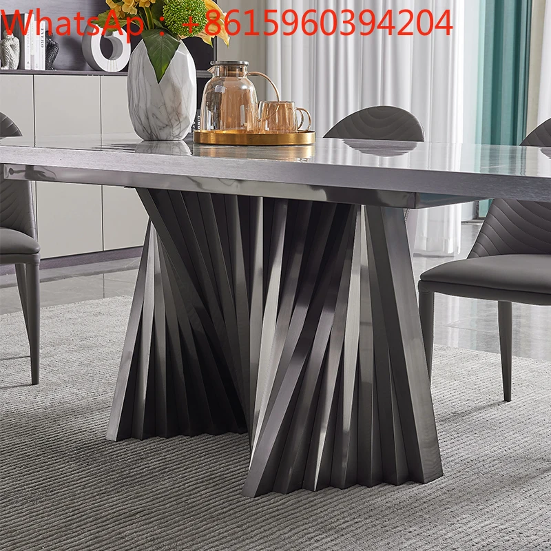 Custom Italian bright rock plate dining table 2022 new model room small family dining table family store negotiation table