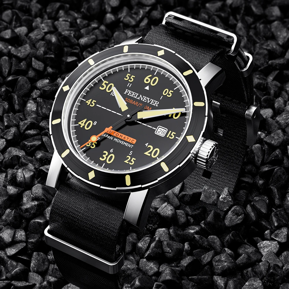 2026 NEW FeelNever Top Band 8215 Professional 50Bar Outdoor Sports Men Automatic Mechanical Watches Sapphire Diving reloj hombre view 5