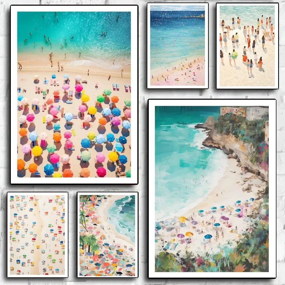 Beach Aerial View Summer Art Poster Canvas Painting Modern Home Living Room Bedroom Bar Caf É Art Decoration Wall Art Gift