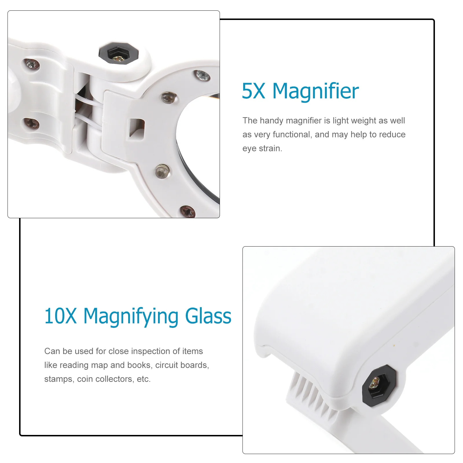 

5X 10X Led Illuminated Magnifying Glass For Reading Maps Jewelry Inspection Repair Tools Handheld Magnifier Light Stamps Coins