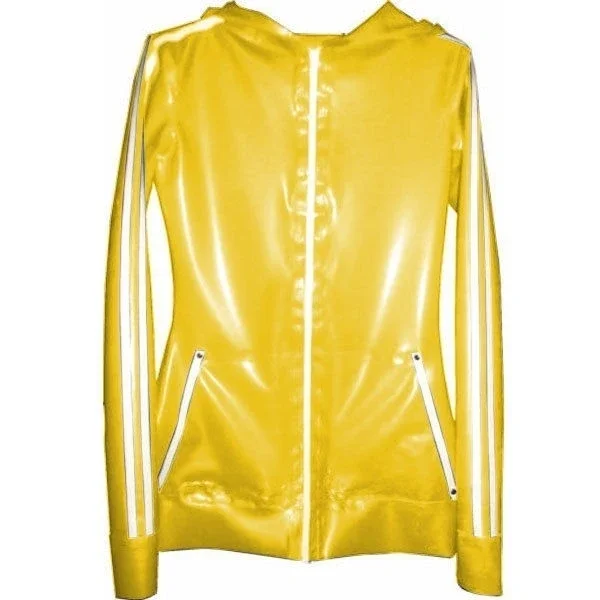 

Latex Rubber Gummi Fashion coat Yellow Top Hood Suit Size S~XXLCosplay,Masquerade Halloween