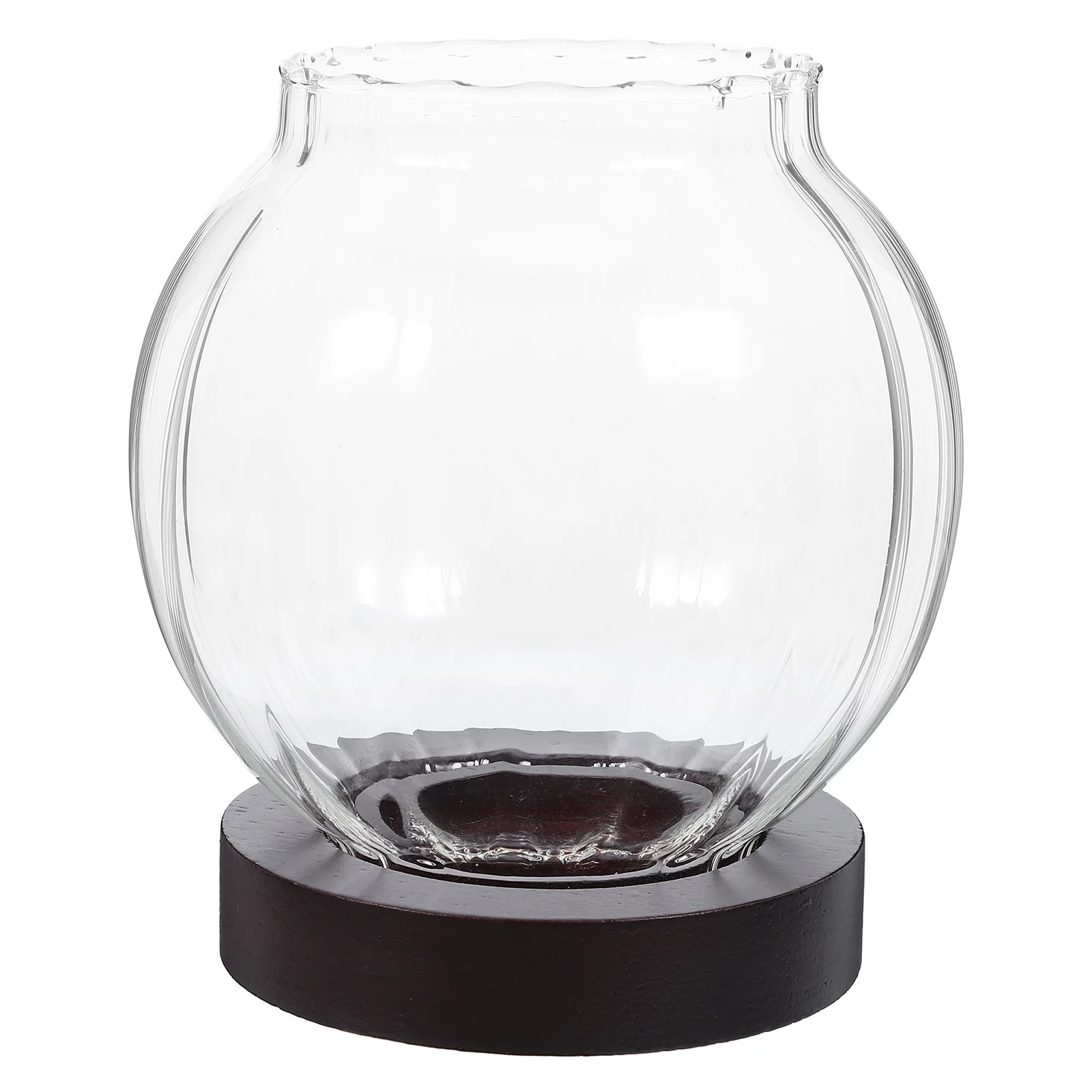 

1pc Wood Base Glass Holder, Decorative Stand For Wedding Party Home Decor, Windproof Candlesticks, Modern Tea