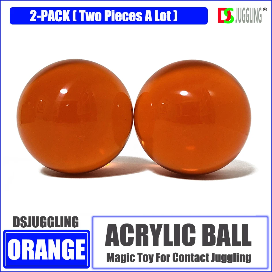 

65mm Orange 2 Pack Acrylic Contact Juggling Balls for Beginners Magic Toys