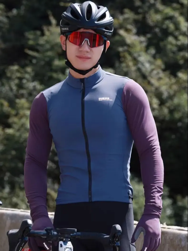 INBIKE Winter-Radbekleidung für Herren, Fleece-Radsets, Langarmtrikot mit Taschen, lange Radhose für Rennräder