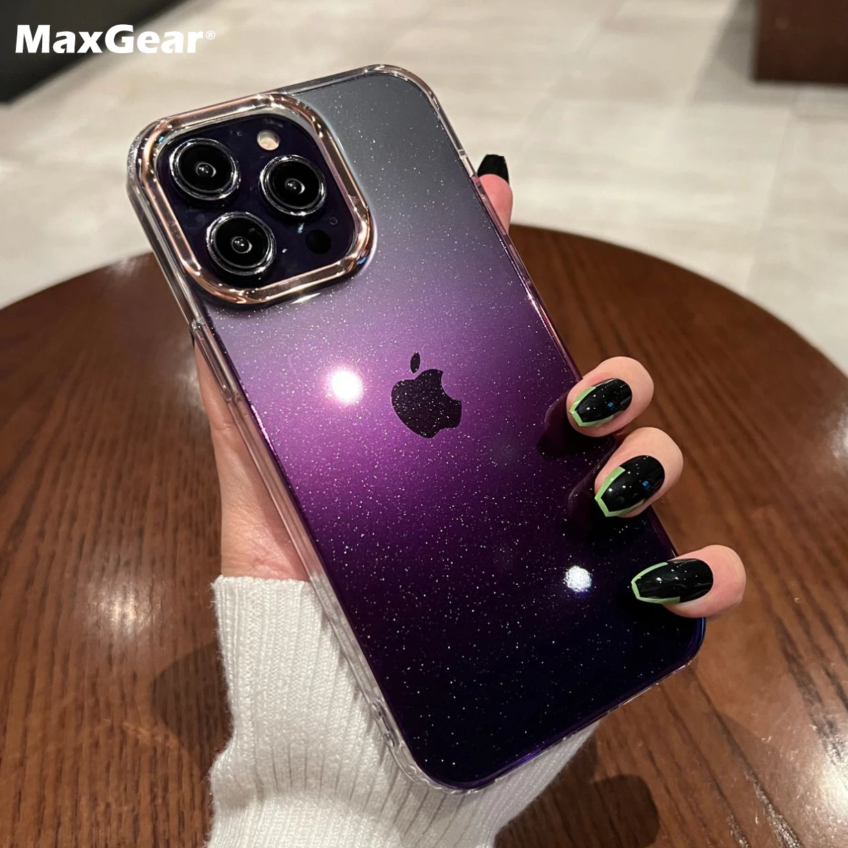 Luxury Glitter Bling Starry Clear Phone Case For iPhone 1514 13 12 11 Pro Max Mini 14 Plus Purple Gradient Shockproof Hard Cover