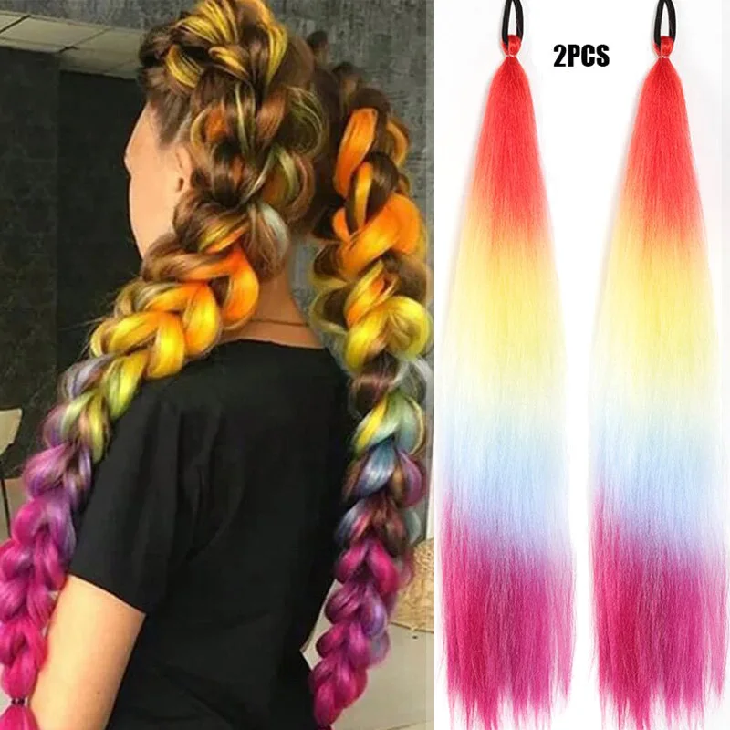 

LUPU 26-Inch Synthetic Braiding Ponytail Hair Extensions for Women 2Pcs Ombre Jumbo Ponytail Braiding Hair For Festivals Party