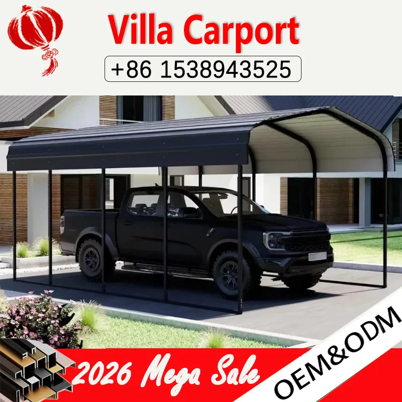 Heavy Duty 12x20 Metal Carport Galvanized Steel Roof Wood Frame Outdoor Storage Canopy Kit Waterproof Weather Resistant