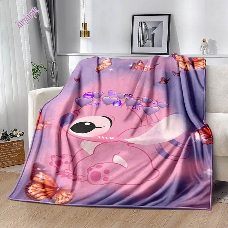 Cartoon Stitch koc moda rysunkowy potwór flanelowy puszysty koc polarowy dzieci i prezent dla dorosłych Sofa Travel Camping