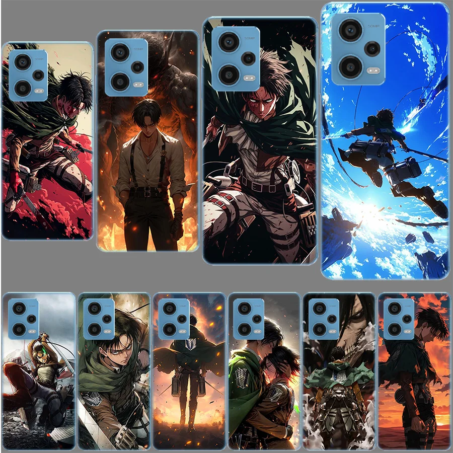 

Character LEVI ACKERMAN Phone Case For Redmi Note 13 12 14 15 Pro Plus 13R 11 11T 11E 11S 10 Pro 10S 9 9S Cover Cell Clear TPU C
