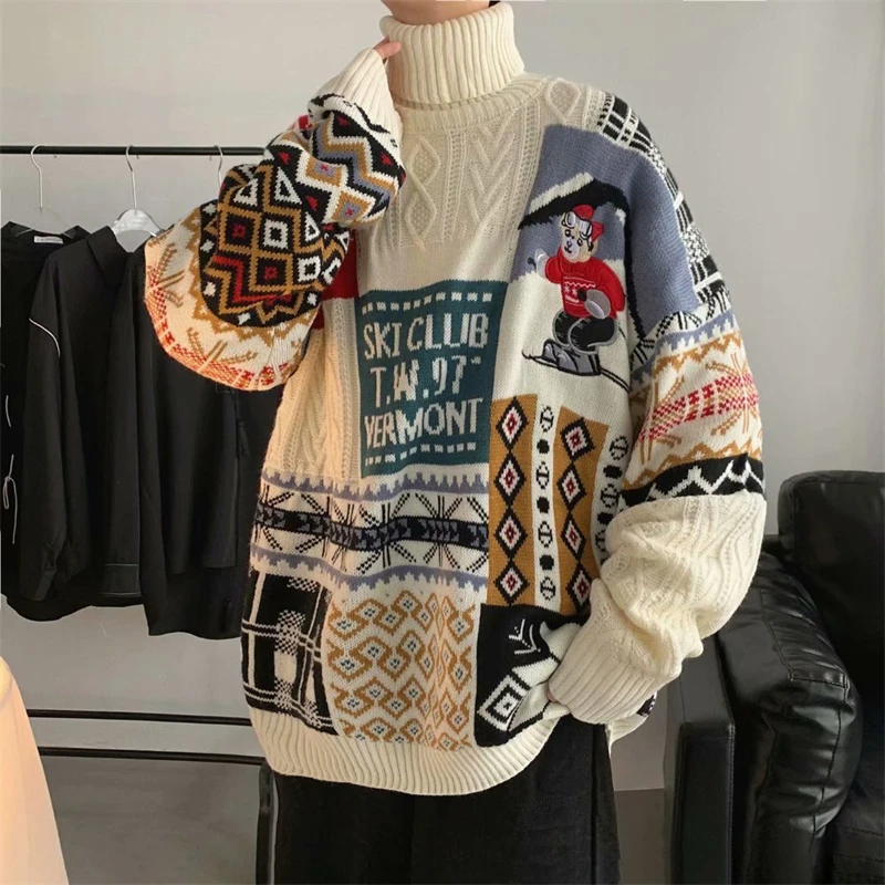 Ugly Christmas Sweater For Men Oversize Thick Winter Sweater Luxury Turtleneck Men Winter Fashion Clothes